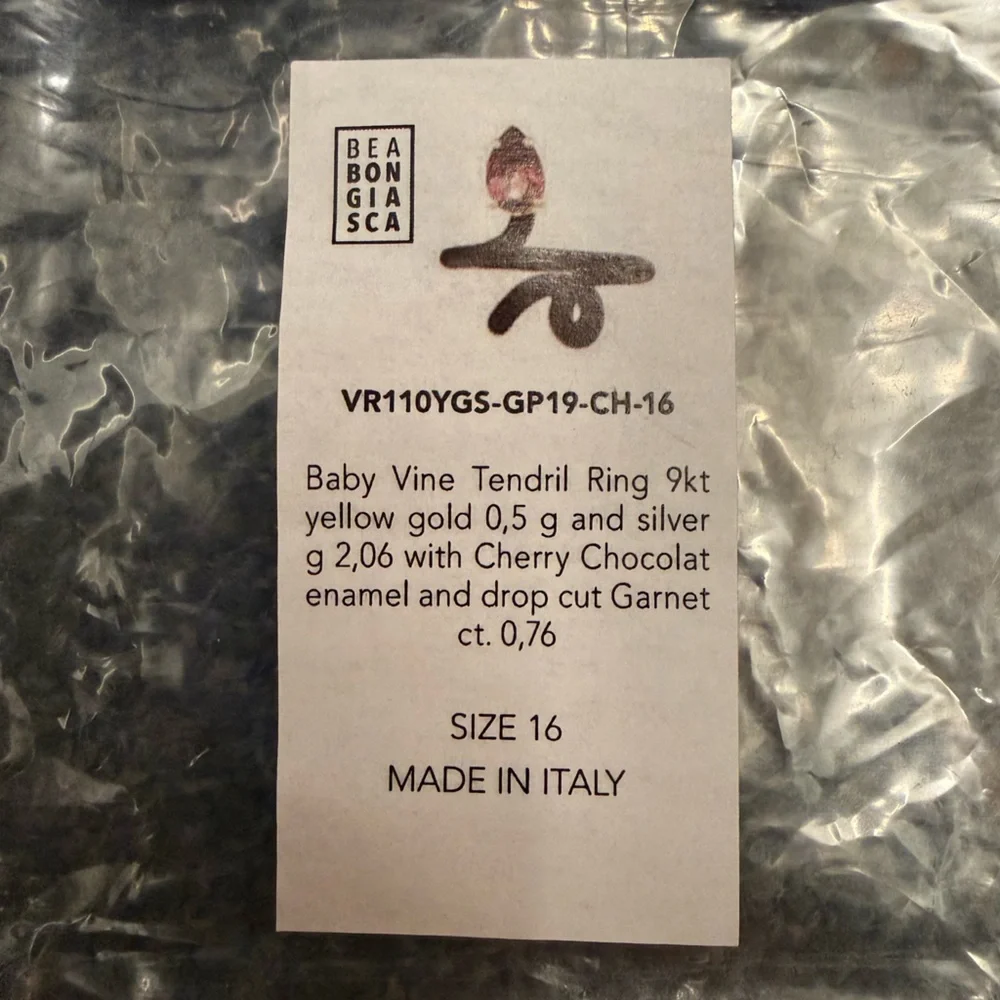 Bea Bongiasca Baby Vine Ring in Cherry Chocolate with Drop Cut Garnet - Picture 9 of 9